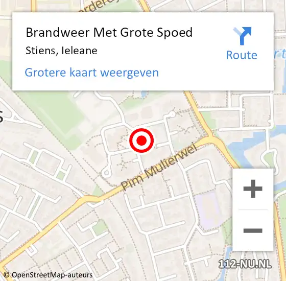 Locatie op kaart van de 112 melding: Brandweer Met Grote Spoed Naar Stiens, Ieleane op 10 mei 2021 16:11