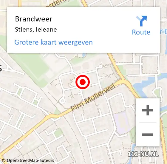 Locatie op kaart van de 112 melding: Brandweer Stiens, Ieleane op 10 mei 2021 16:11