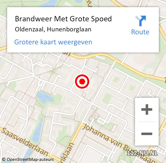 Locatie op kaart van de 112 melding: Brandweer Met Grote Spoed Naar Oldenzaal, Hunenborglaan op 10 mei 2021 17:03