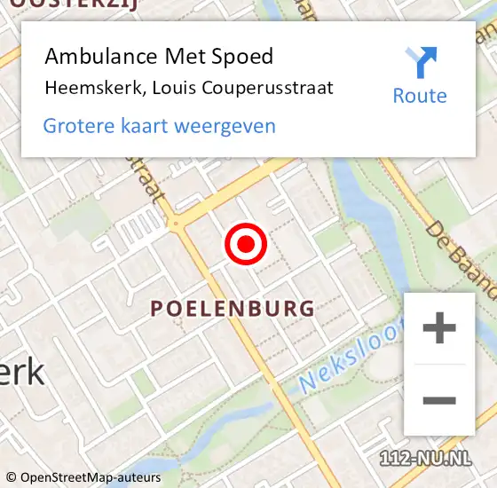 Locatie op kaart van de 112 melding: Ambulance Met Spoed Naar Heemskerk, Louis Couperusstraat op 10 mei 2021 18:39