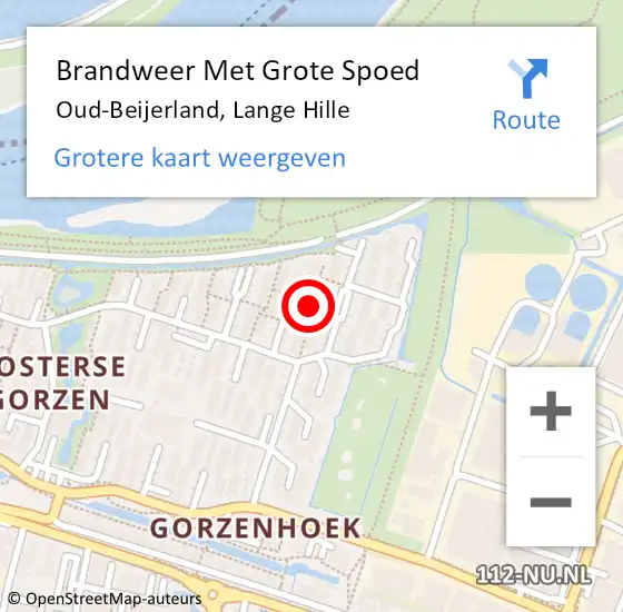 Locatie op kaart van de 112 melding: Brandweer Met Grote Spoed Naar Oud-Beijerland, Lange Hille op 10 mei 2021 19:35