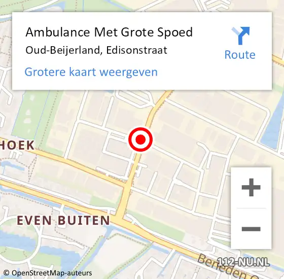 Locatie op kaart van de 112 melding: Ambulance Met Grote Spoed Naar Oud-Beijerland, Edisonstraat op 10 mei 2021 21:49