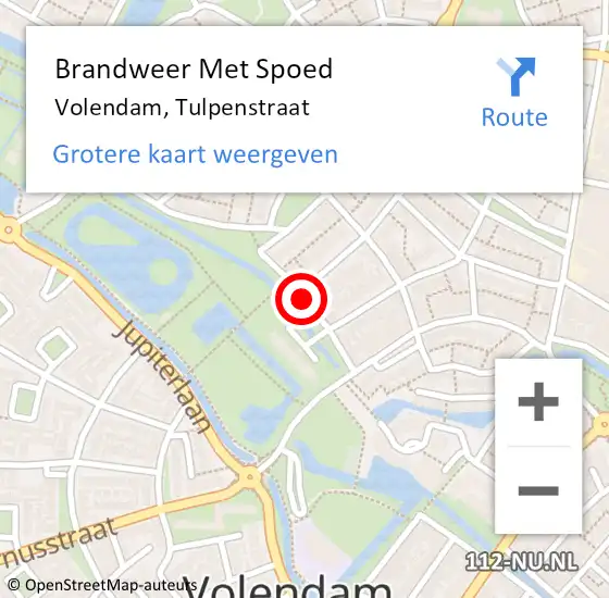 Locatie op kaart van de 112 melding: Brandweer Met Spoed Naar Volendam, Tulpenstraat op 10 mei 2021 22:00