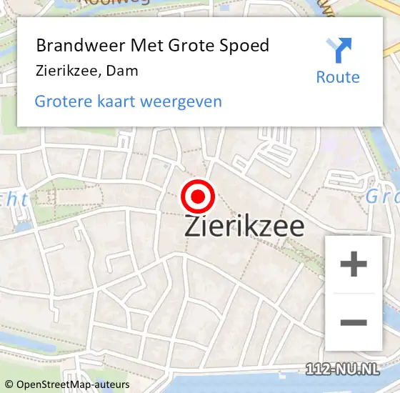 Locatie op kaart van de 112 melding: Brandweer Met Grote Spoed Naar Zierikzee, Dam op 10 mei 2021 22:50