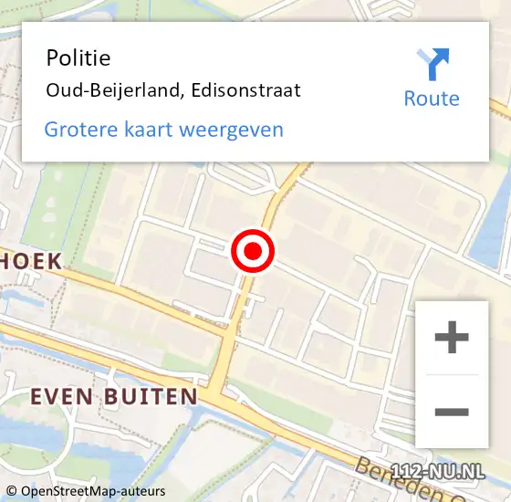 Locatie op kaart van de 112 melding: Politie Oud-Beijerland, Edisonstraat op 10 mei 2021 23:01