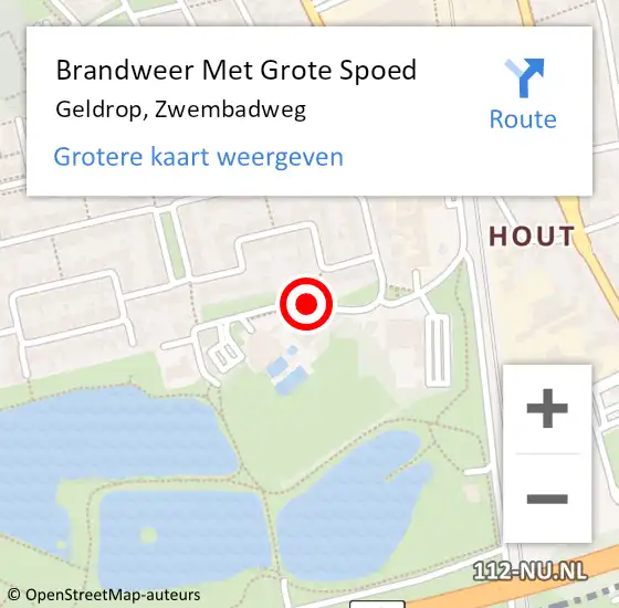 Locatie op kaart van de 112 melding: Brandweer Met Grote Spoed Naar Geldrop, Zwembadweg op 10 mei 2021 23:03