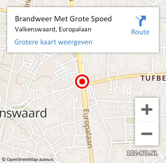 Locatie op kaart van de 112 melding: Brandweer Met Grote Spoed Naar Valkenswaard, Europalaan op 10 mei 2021 23:08