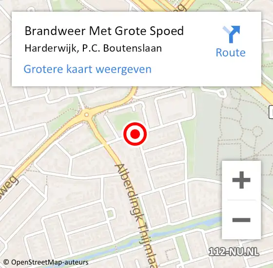 Locatie op kaart van de 112 melding: Brandweer Met Grote Spoed Naar Harderwijk, P.C. Boutenslaan op 11 mei 2021 00:32