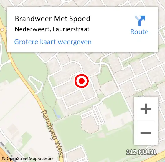 Locatie op kaart van de 112 melding: Brandweer Met Spoed Naar Nederweert, Laurierstraat op 12 mei 2021 05:25