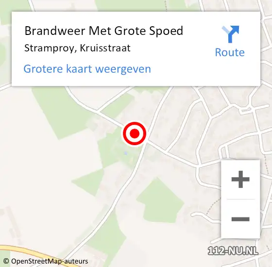 Locatie op kaart van de 112 melding: Brandweer Met Grote Spoed Naar Stramproy, Kruisstraat op 12 mei 2021 08:40