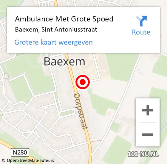 Locatie op kaart van de 112 melding: Ambulance Met Grote Spoed Naar Baexem, Sint Antoniusstraat op 12 mei 2021 09:28