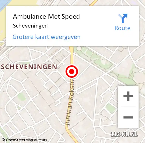 Locatie op kaart van de 112 melding: Ambulance Met Spoed Naar Scheveningen op 12 mei 2021 09:57