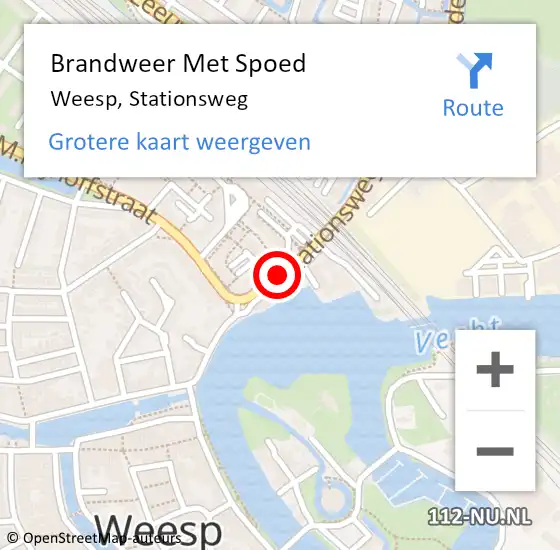 Locatie op kaart van de 112 melding: Brandweer Met Spoed Naar Weesp, Stationsweg op 12 mei 2021 10:07