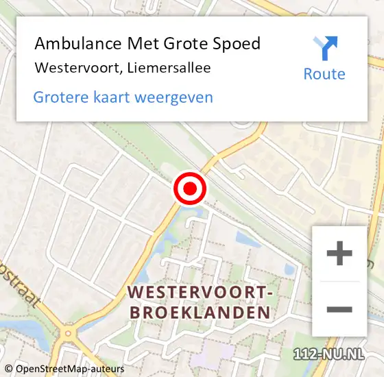 Locatie op kaart van de 112 melding: Ambulance Met Grote Spoed Naar Westervoort, Liemersallee op 12 mei 2021 10:07