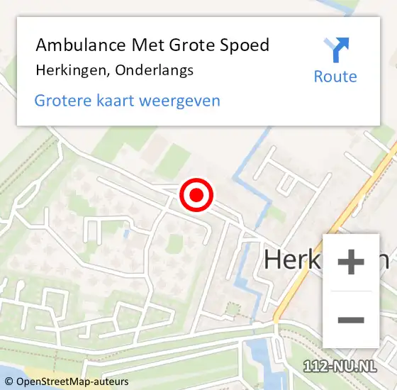 Locatie op kaart van de 112 melding: Ambulance Met Grote Spoed Naar Herkingen, Onderlangs op 12 mei 2021 10:31