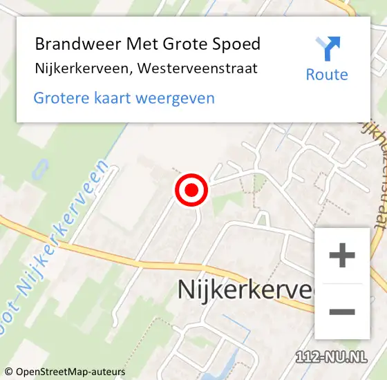 Locatie op kaart van de 112 melding: Brandweer Met Grote Spoed Naar Nijkerkerveen, Westerveenstraat op 12 mei 2021 10:41