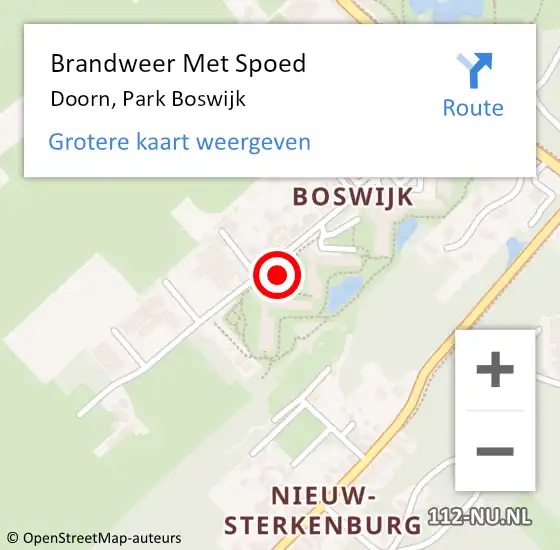 Locatie op kaart van de 112 melding: Brandweer Met Spoed Naar Doorn, Park Boswijk op 12 mei 2021 11:08