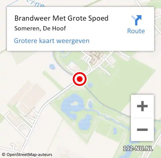 Locatie op kaart van de 112 melding: Brandweer Met Grote Spoed Naar Someren, De Hoof op 12 mei 2021 11:17