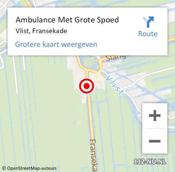 Locatie op kaart van de 112 melding: Ambulance Met Grote Spoed Naar Vlist, Fransekade op 12 mei 2021 11:46