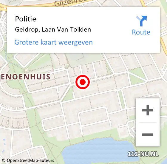 Locatie op kaart van de 112 melding: Politie Geldrop, Laan Van Tolkien op 12 mei 2021 13:08