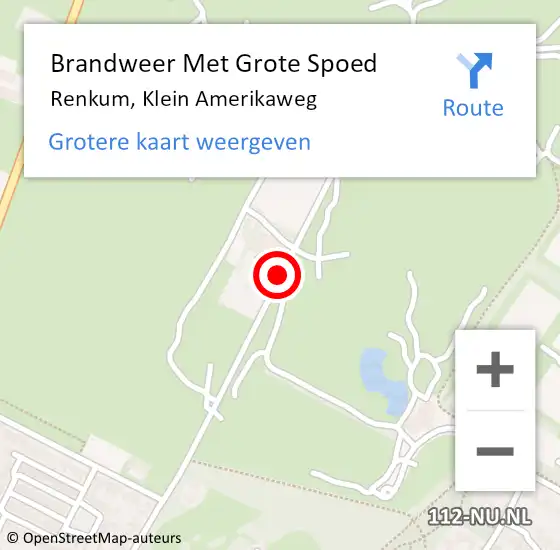 Locatie op kaart van de 112 melding: Brandweer Met Grote Spoed Naar Renkum, Klein Amerikaweg op 12 mei 2021 14:17