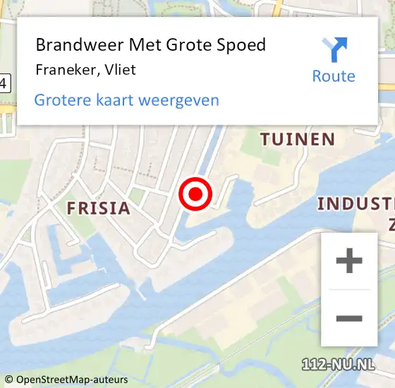 Locatie op kaart van de 112 melding: Brandweer Met Grote Spoed Naar Franeker, Vliet op 12 mei 2021 15:15