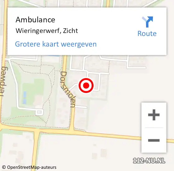 Locatie op kaart van de 112 melding: Ambulance Wieringerwerf, Zicht op 12 mei 2021 15:41