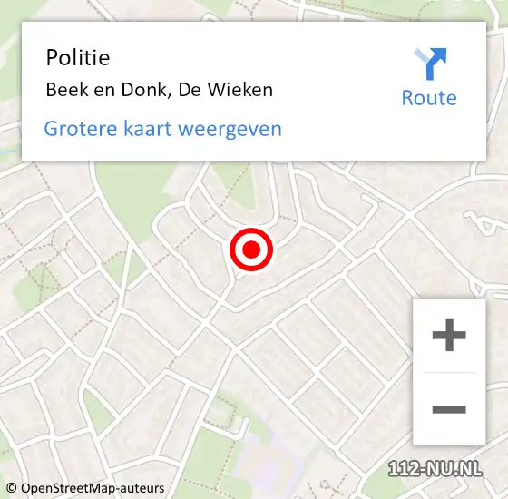 Locatie op kaart van de 112 melding: Politie Beek en Donk, De Wieken op 12 mei 2021 17:50