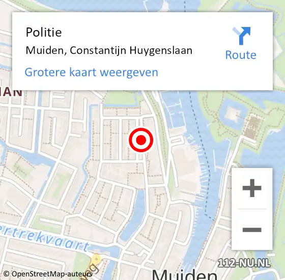 Locatie op kaart van de 112 melding: Politie Muiden, Constantijn Huygenslaan op 12 mei 2021 18:43