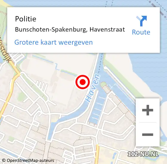 Locatie op kaart van de 112 melding: Politie Bunschoten-Spakenburg, Havenstraat op 12 mei 2021 18:43