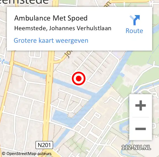 Locatie op kaart van de 112 melding: Ambulance Met Spoed Naar Heemstede, Johannes Verhulstlaan op 12 mei 2021 18:45