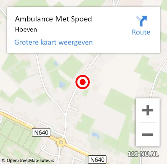 Locatie op kaart van de 112 melding: Ambulance Met Spoed Naar Hoeven op 12 mei 2021 18:57