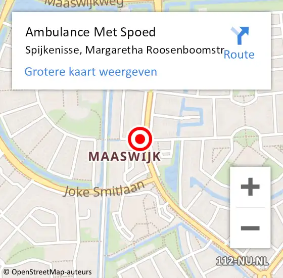 Locatie op kaart van de 112 melding: Ambulance Met Spoed Naar Spijkenisse, Margaretha Roosenboomstr op 12 mei 2021 19:19