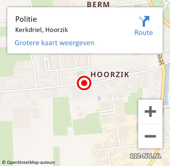 Locatie op kaart van de 112 melding: Politie Kerkdriel, Hoorzik op 12 mei 2021 19:42