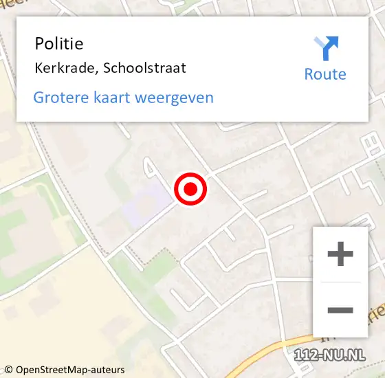 Locatie op kaart van de 112 melding: Politie Kerkrade, Schoolstraat op 12 mei 2021 19:58