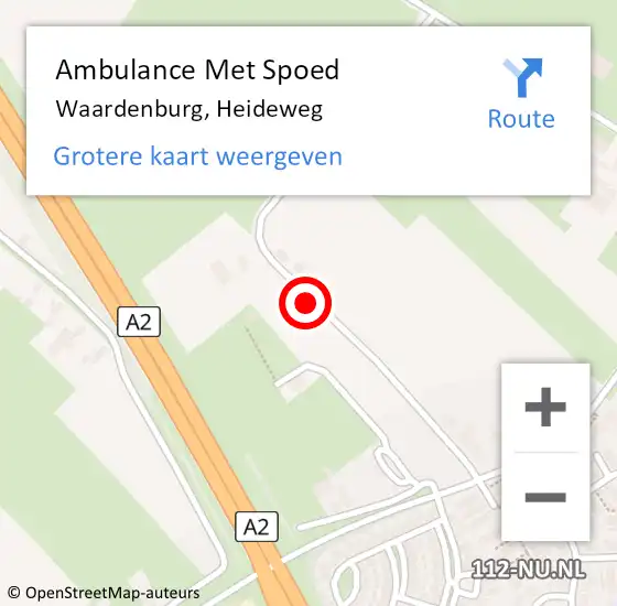 Locatie op kaart van de 112 melding: Ambulance Met Spoed Naar Waardenburg, Heideweg op 12 mei 2021 20:32