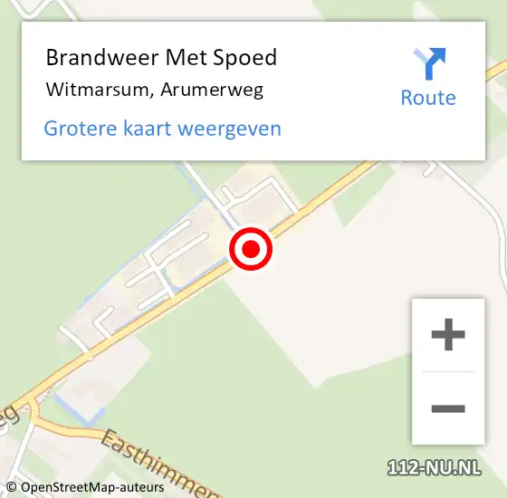 Locatie op kaart van de 112 melding: Brandweer Met Spoed Naar Witmarsum, Arumerweg op 12 mei 2021 21:16