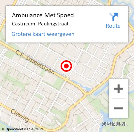 Locatie op kaart van de 112 melding: Ambulance Met Spoed Naar Castricum, Paulingstraat op 13 mei 2021 00:43