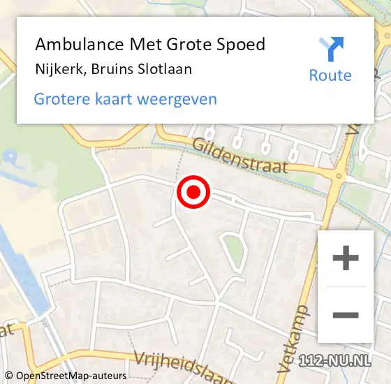 Locatie op kaart van de 112 melding: Ambulance Met Grote Spoed Naar Nijkerk, Bruins Slotlaan op 13 mei 2021 03:46