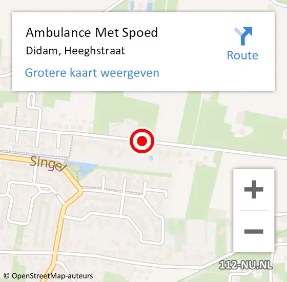 Locatie op kaart van de 112 melding: Ambulance Met Spoed Naar Didam, Heeghstraat op 13 mei 2021 05:30