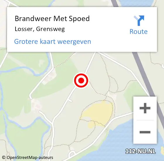 Locatie op kaart van de 112 melding: Brandweer Met Spoed Naar Losser, Grensweg op 13 mei 2021 08:27