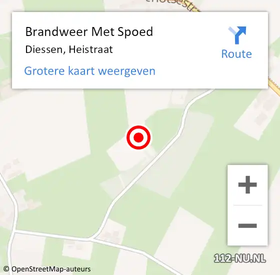 Locatie op kaart van de 112 melding: Brandweer Met Spoed Naar Diessen, Heistraat op 10 juni 2014 10:49