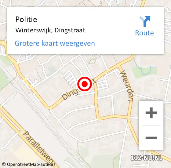 Locatie op kaart van de 112 melding: Politie Winterswijk, Dingstraat op 13 mei 2021 12:13