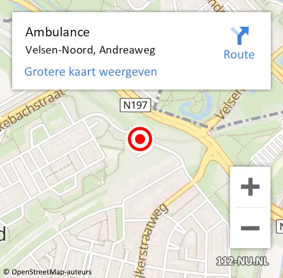 Locatie op kaart van de 112 melding: Ambulance Velsen-Noord, Andreaweg op 13 mei 2021 12:31