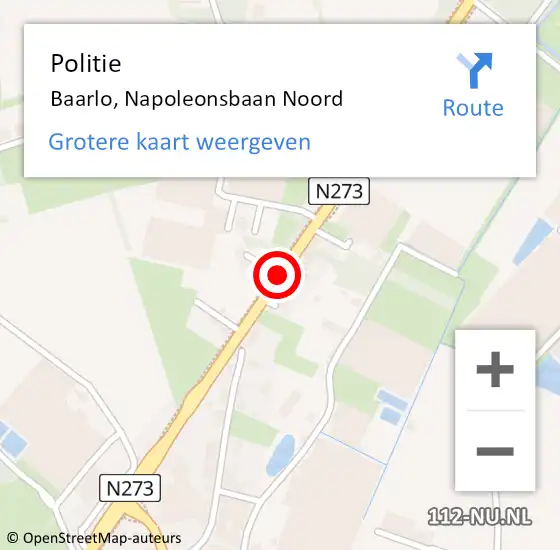 Locatie op kaart van de 112 melding: Politie Baarlo, Napoleonsbaan Noord op 13 mei 2021 13:40
