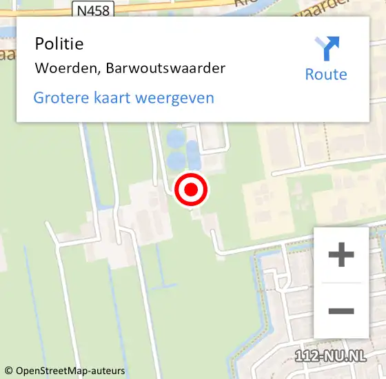 Locatie op kaart van de 112 melding: Politie Woerden, Barwoutswaarder op 13 mei 2021 13:42