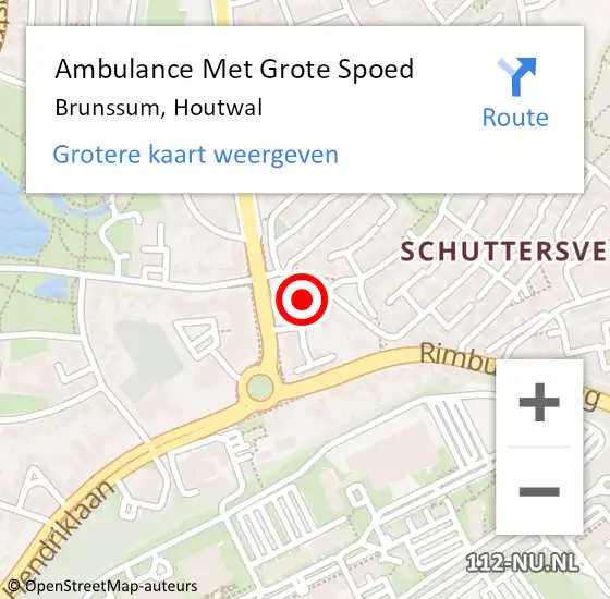 Locatie op kaart van de 112 melding: Ambulance Met Grote Spoed Naar Brunssum, Houtwal op 13 mei 2021 13:47