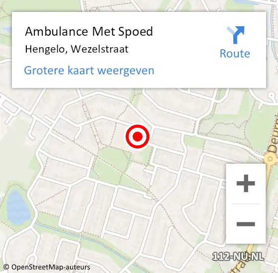Locatie op kaart van de 112 melding: Ambulance Met Spoed Naar Hengelo, Wezelstraat op 13 mei 2021 13:52