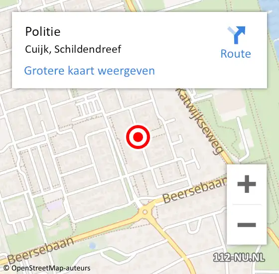 Locatie op kaart van de 112 melding: Politie Cuijk, Schildendreef op 13 mei 2021 14:18