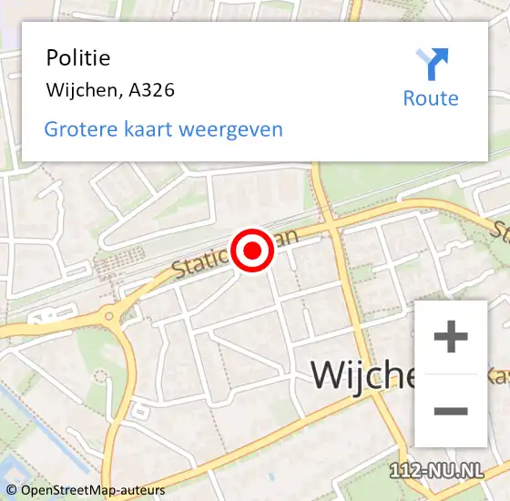 Locatie op kaart van de 112 melding: Politie Wijchen, A326 op 13 mei 2021 15:07